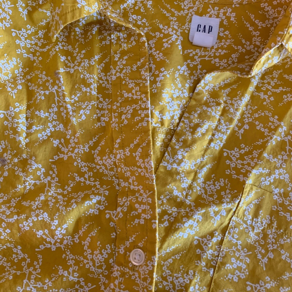 Gap Yellow Flowered Button Down Shirt - image 5